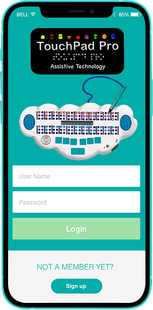 Smart Phone Displaying braillecloud app